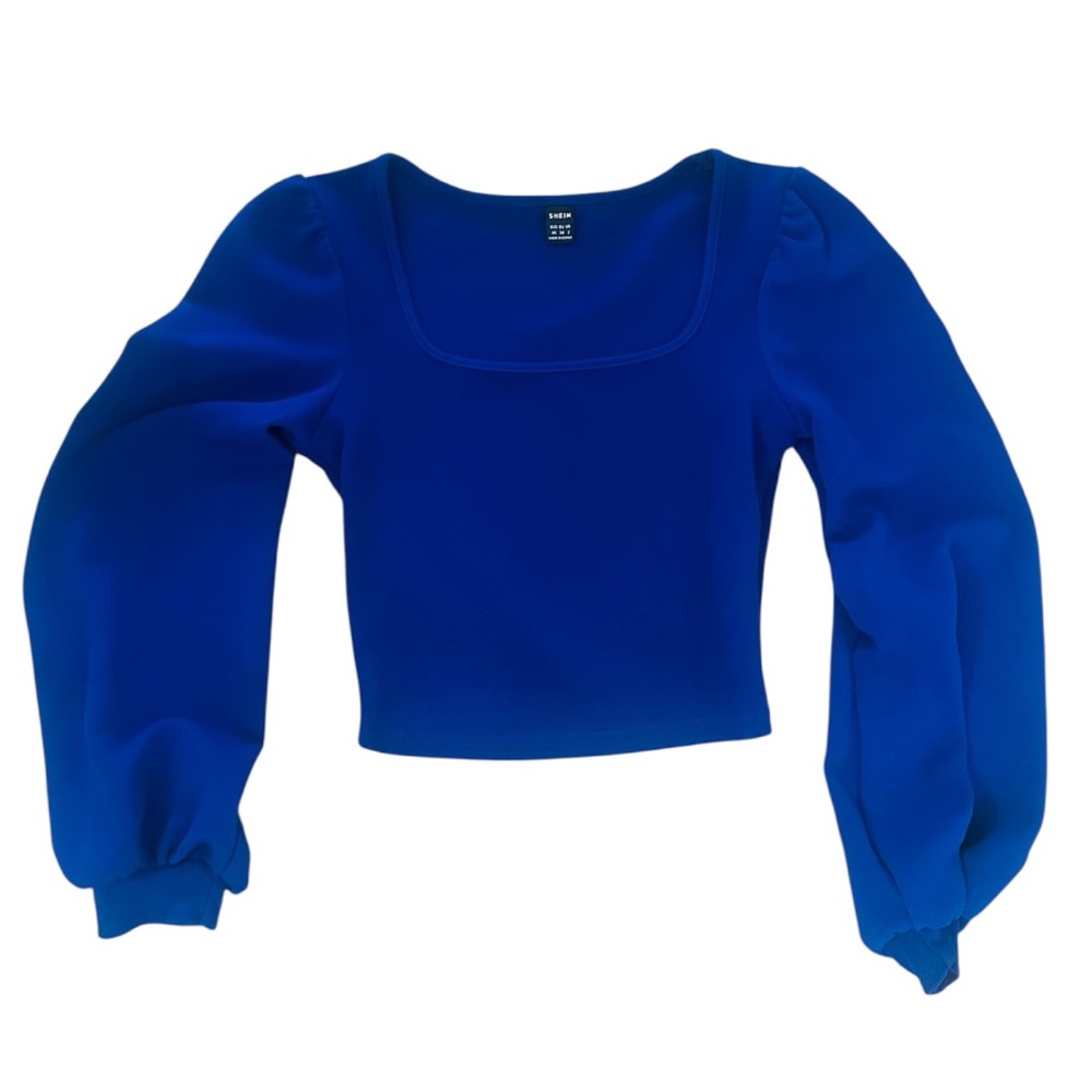 SHEIN Vibrant Blue Long Sleeve Crop Top